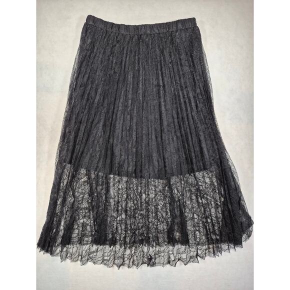 Boho Dark Academia Feminine Quiet Luxury Cowgirlcore Lace pleated sz L #2154 - Picture 1 of 4